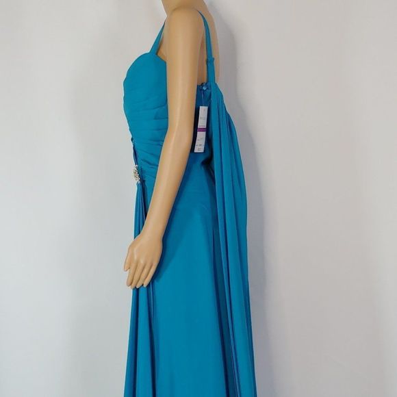 (17) NWT Faviana A-line and V-Neck Formal Gown in Blue - Picture 3 of 4